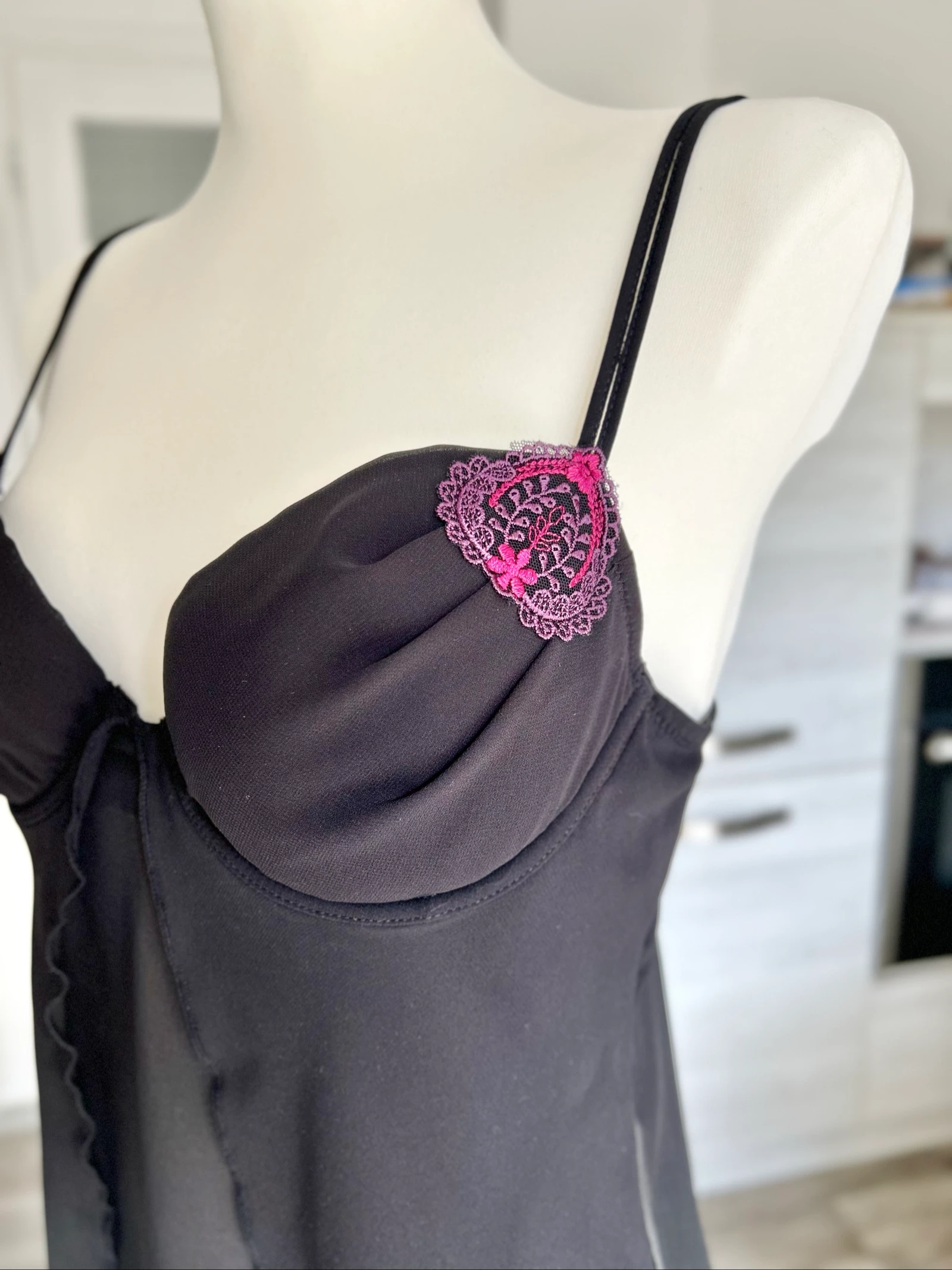 Zwarte babydoll met harde cup en voorsluiting polyester Maat M 38 Cannelle – photo 12